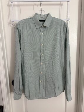 Theory Green Striped Button Down Shirt Men’s Medium